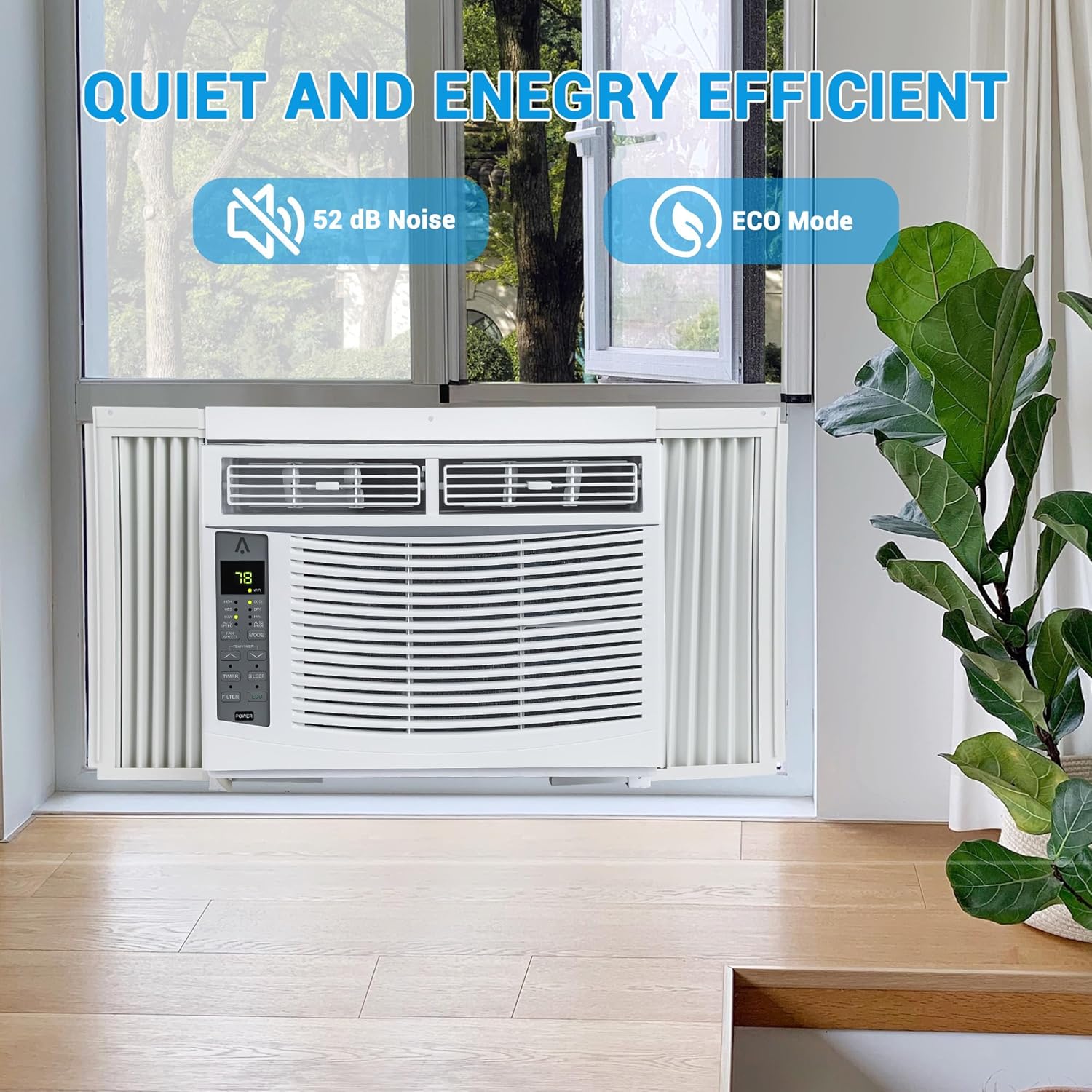 6,000 BTU Window Air Conditioner, Smart Window AC Unit with Remote Control, Cool Rooms Up to 250 Sq.Ft., 3 Fan Mode, Sleep & ECO Mode, Washable Filter, for Bedroom, Apartment, Office, New R32