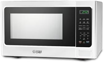 COMMERCIAL CHEF Microwave 1.3 Cu Ft with 10 Power Levels, Microwave with Push Button Door Lock, 1000W Countertop Microwave with Timer and Digital Controls, White