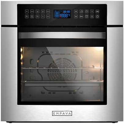 Empava Built-In Electric Single Wall Oven 24 inch with Convection and Rotisserie 10 Cooking Modes, Screen Touch Control, Stainless Steel