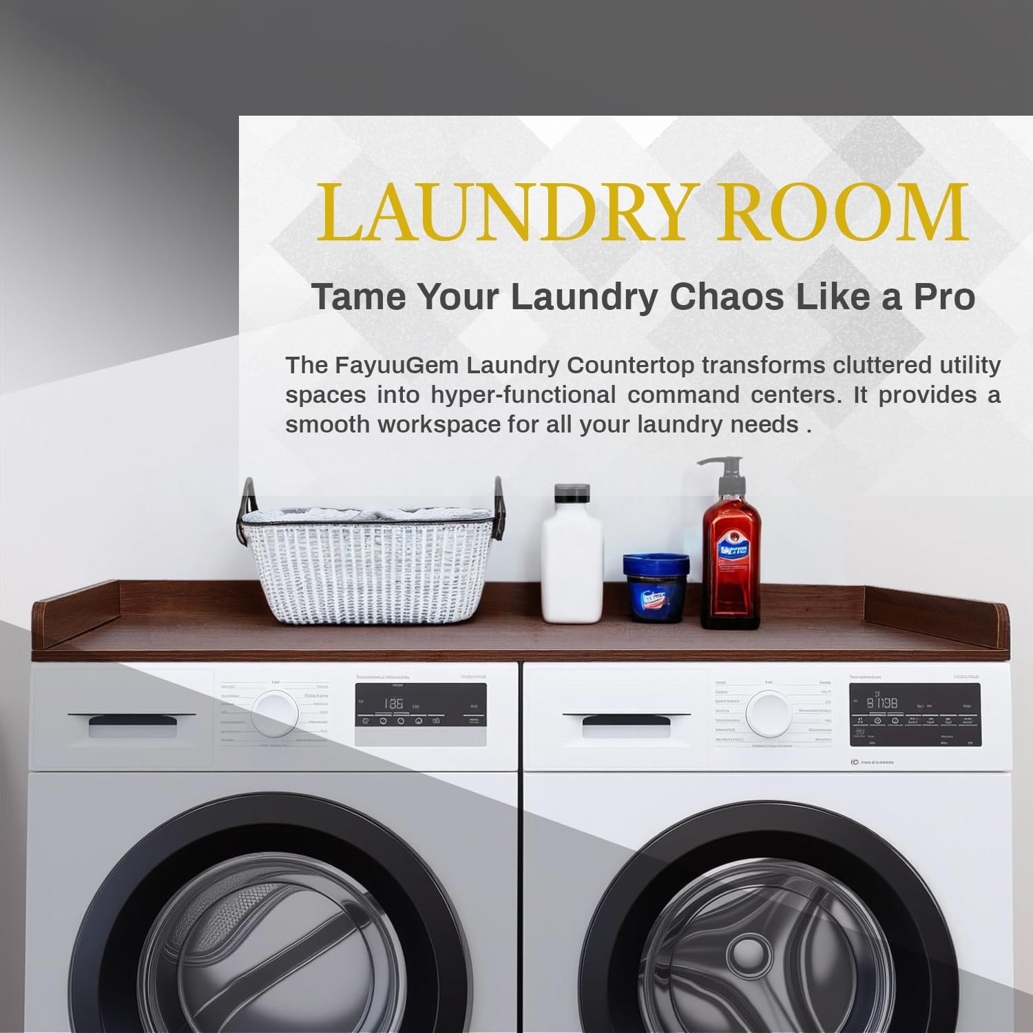 Wooden Washer Dryer Countertop Cover 54