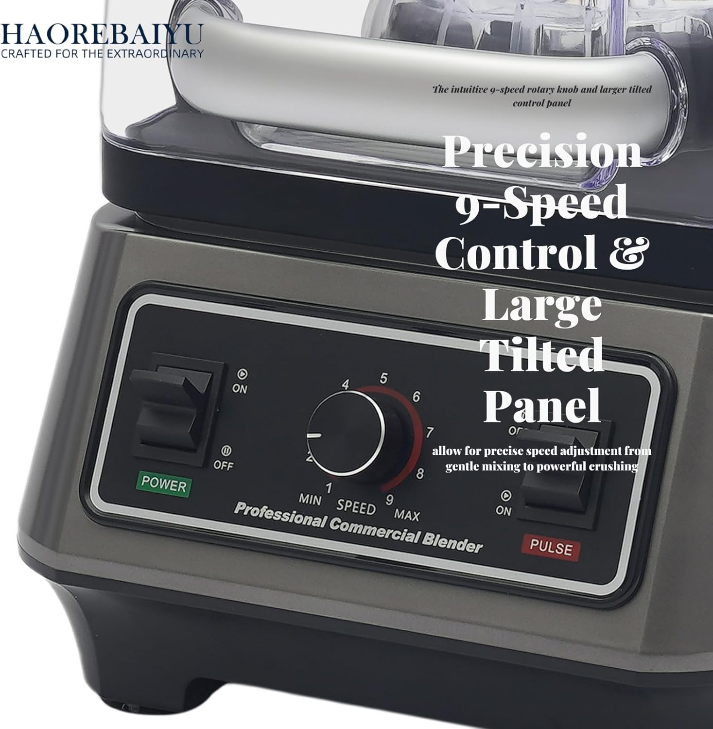 1600W Commercial Blender, 2L Large Capacity Multifunctional Blender with 9-Speed & Pulse, High-Speed Motor for Smoothies, Ice Crushing, Juice, Soup - Professional Heavy Duty & Quiet Design(110V)