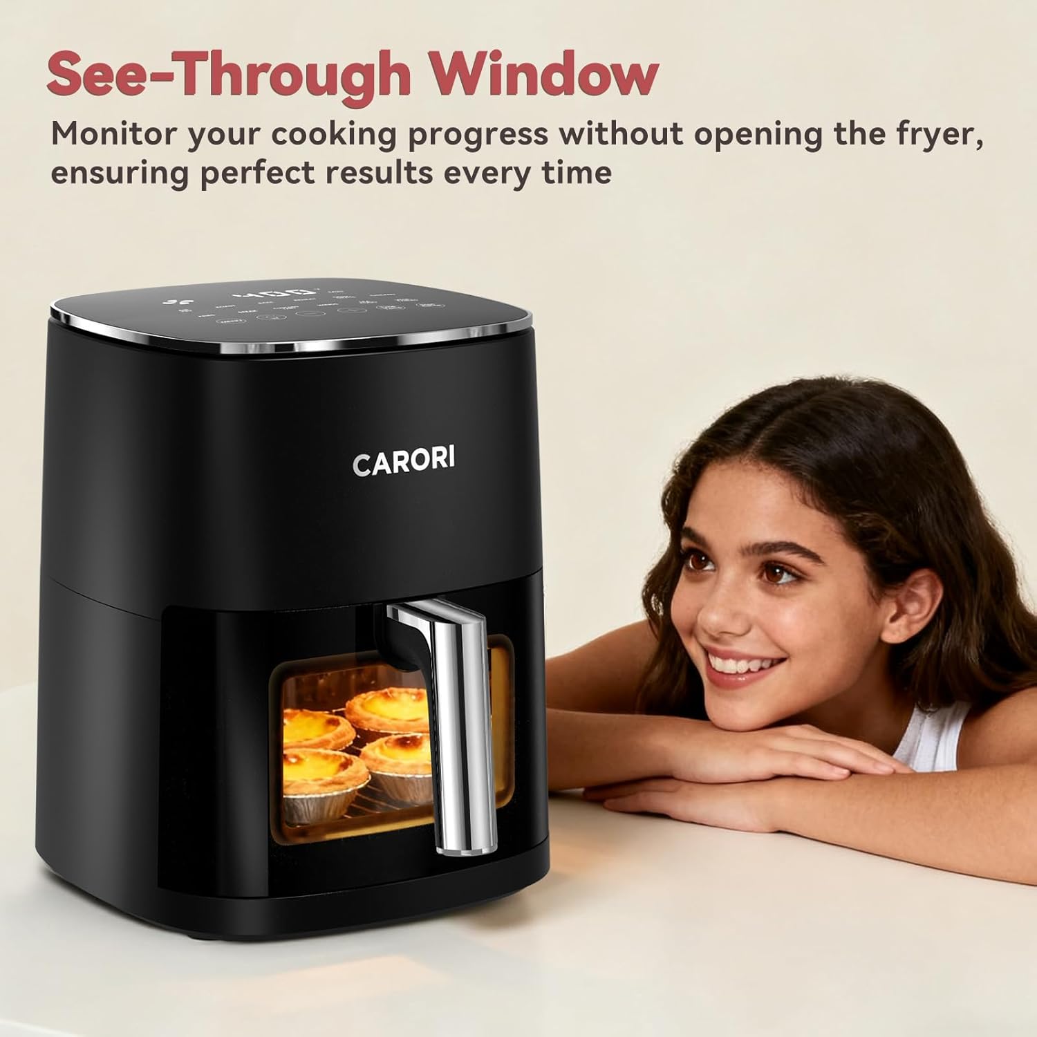 6QT Air Fryer with Viewing Window, 12 Cooking Presets, 1700W Fast & Even Cooking, Max 400℉ Crisping, Bake, Roast, Reheat & Dehydrate, Large Nonstick Basket, Dishwasher Safe