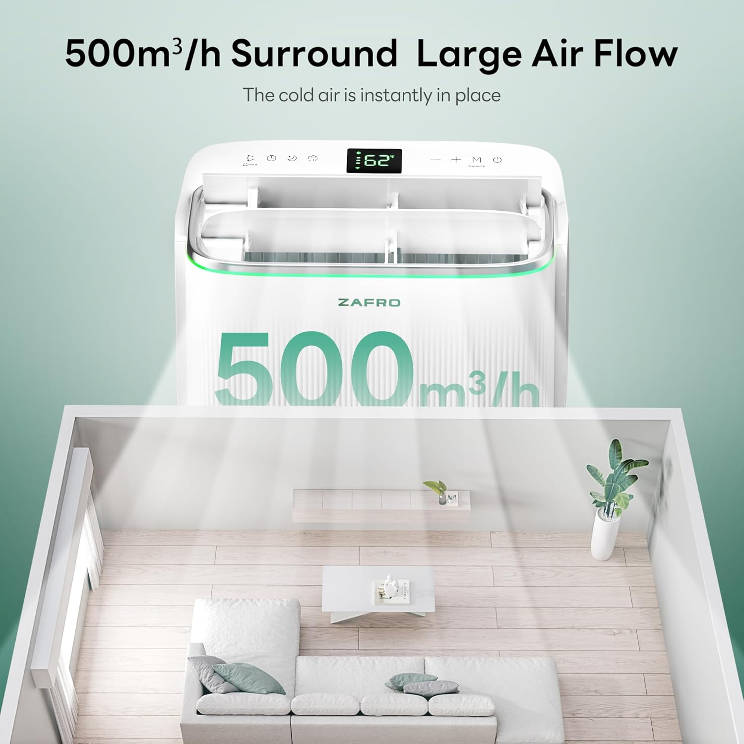 ZAFRO Portable Air Conditioners 16,000 BTU (12,000 BTU SACC), Ultra Quiet(42dB) Smart AC with Drainage-free Cooling/Dual Duct/24Hrs Timer/APP/Remote/Cool, Fan & Dehumidifier Modes for Rooms