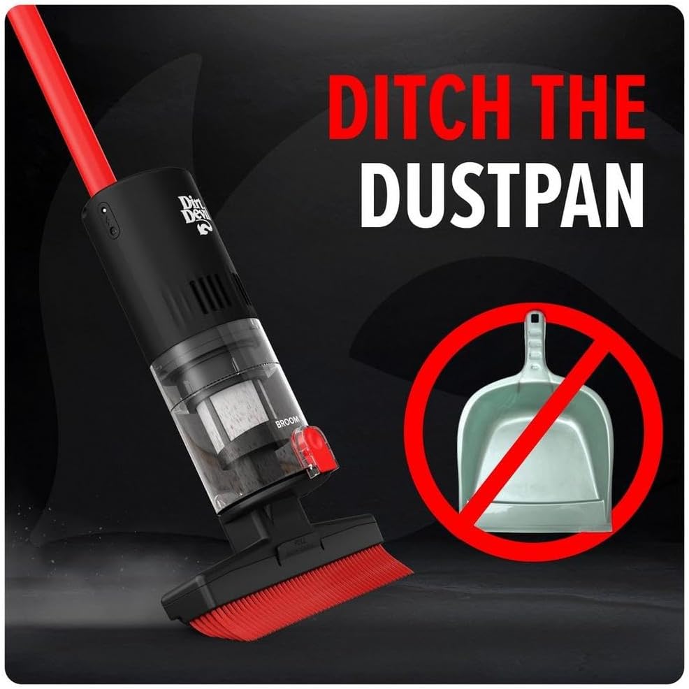 Dirt Devil Broom Vac Cordless Hard Floor Cleaner, Lightweight, Bagless, Rechargeable, Clean Every Corner, Nook, Cranny and Edge, Cordless Vacuum Cleaners for Home Use