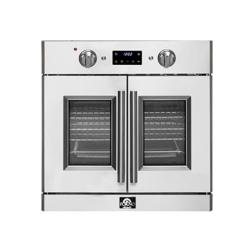 FORNO Gallico 30-Inch Electric French Door Stainless Steel Wall Oven - 240V 3500W 4.32 Cu. Ft. Electric with LED Display Screen - Wall Oven with Telescopic Racks with Air Fry and Drip Tray