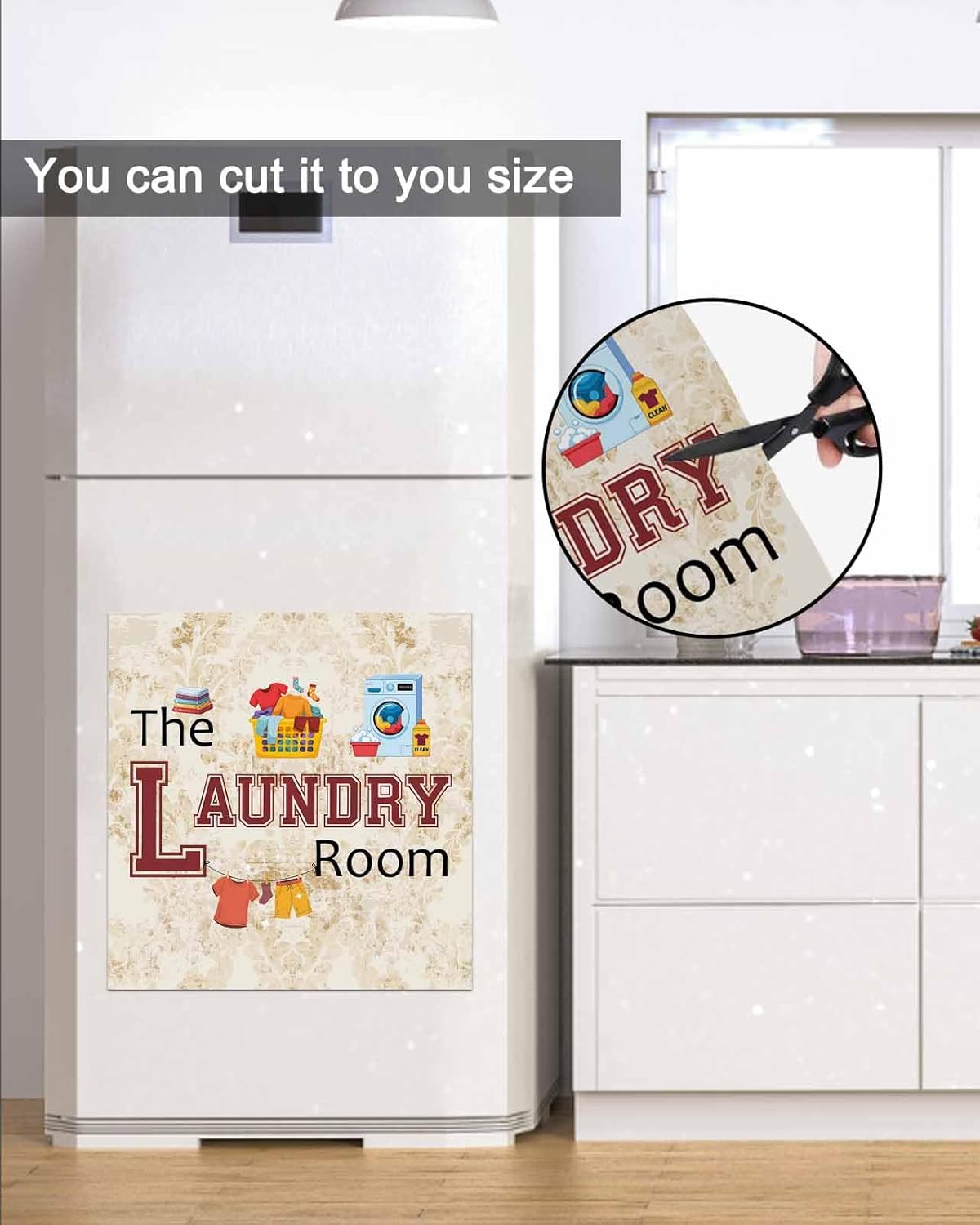 Dishwasher Magnet Cover, Laundry Room Dishwasher Lid Magnetic Kitchen Sticker, Rustic Farmhouse Washing Machine Clothes Resuable Refrigerator Magnet Covers Decal Fridge Kitchen Appliance 23''x26''