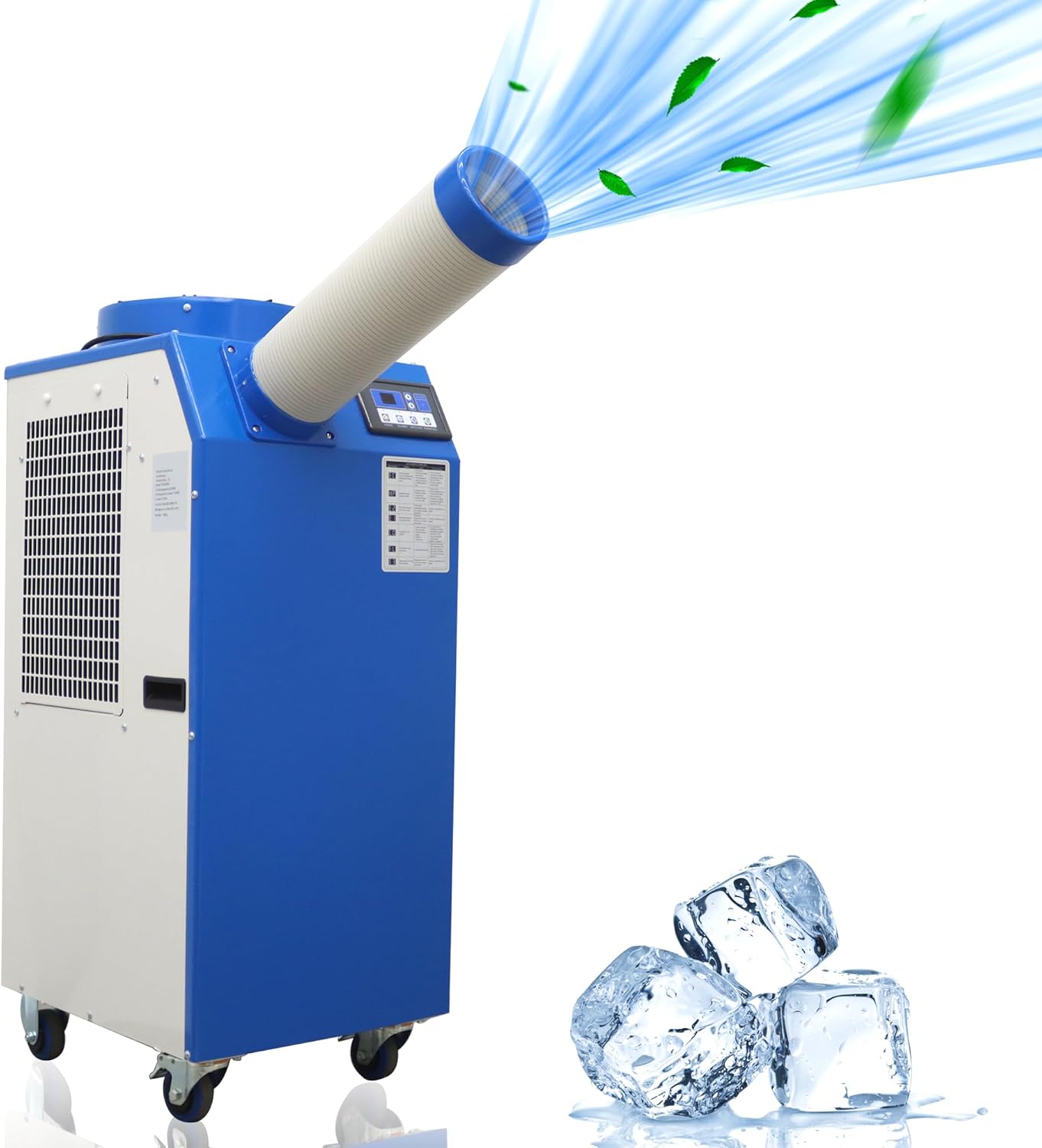 11900 BTU Industrial Portable Air Conditioner Single Nozzle Mobile Spot Cooler with 3.7 Gal Water Tank Automatic Control 480m³/h 220V 1400W