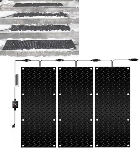 Heated Snow Melting Mat - Winter Ice Melt Solutions for Stairs, Steps, and Doorways, 10x48inch-3 Pieces