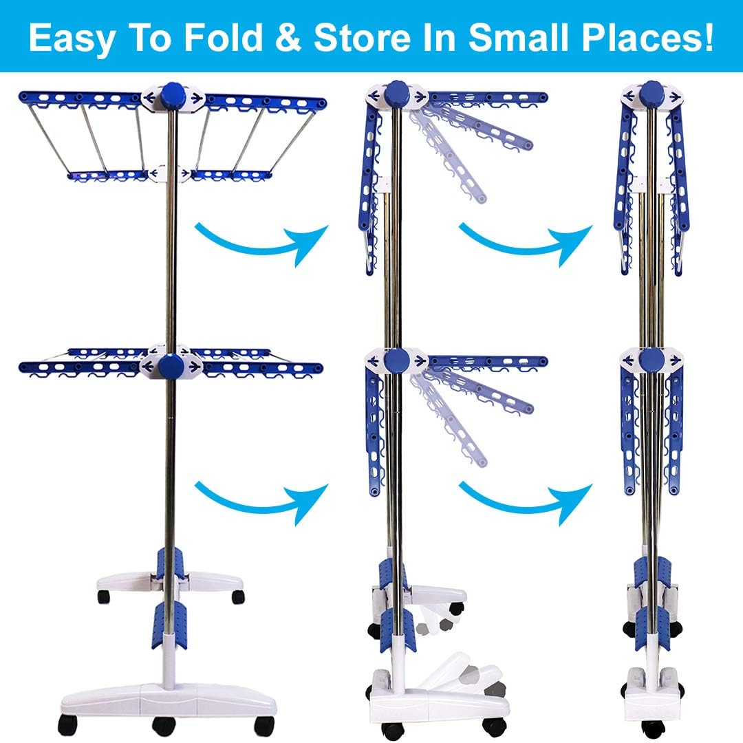 Nubreeze Revolutionary Clothes Drying Rack + Innovative Smart Breeze Fan Technology + Natural Forced Air for Quicker Drying + Foldable for Easy Storage + Holds up to 45 lbs + Energy Efficient