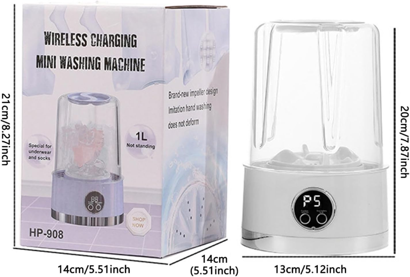 2025 Upgraded Mini Washing Machine,Underwear Washer,Portable Rechargeable Cordless Mini Washing Machine,Laundry Cups For Bras, Underwear, Socks, Clothes And Camping Rv Trips(White) (White)