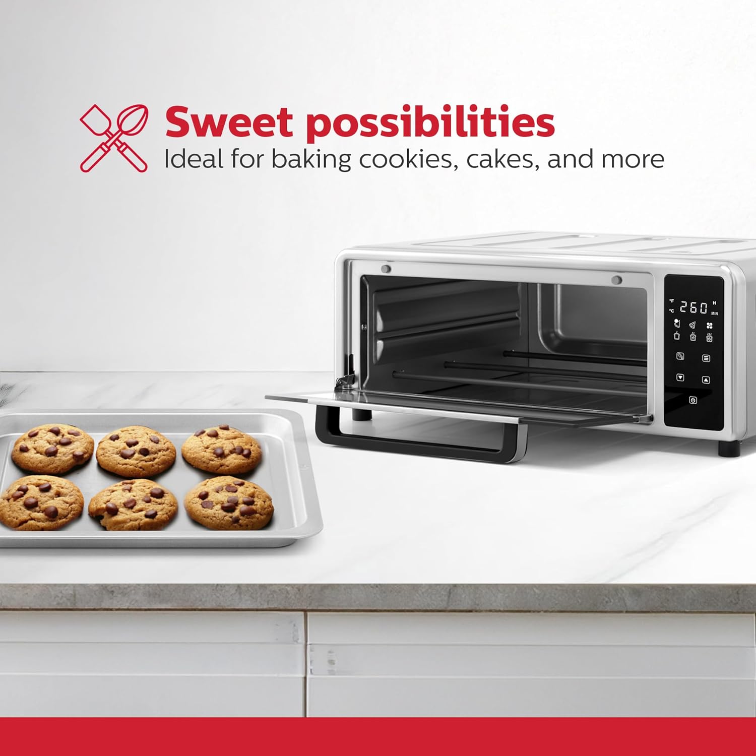 Holstein Housewares 12-Inch Pizza Air Fryer Oven – 600°F Countertop Convection Oven with Hot Air Technology for Baking, Frying & Roasting – Compact, Multi-Function, Energy-Efficient Design