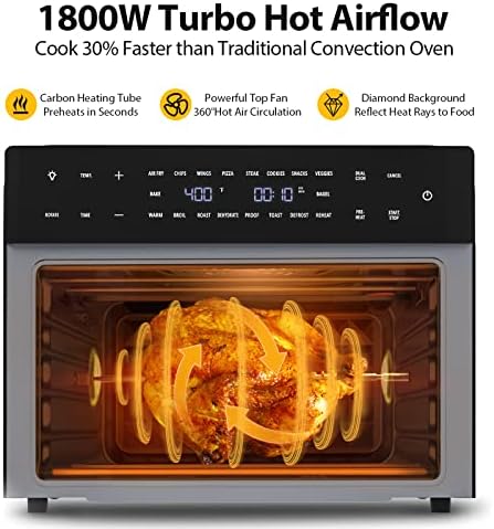 Beelicious 32QT Extra Large Air Fryer, 19-In-1 Air Fryer Toaster Oven Combo with Rotisserie and Dehydrator, Digital Convection Oven Countertop Airfryer Fit 13