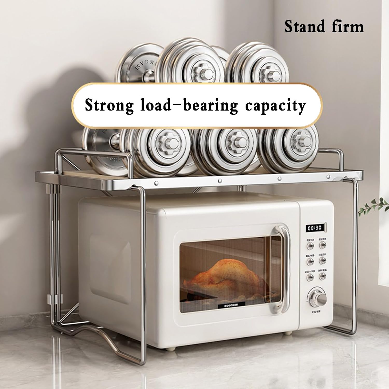 counter shelf,microwave rack, microwave stand,2 Tiers Microwave Oven Rack, Kitchen Unit Storage, Baker Shelf for Tabletop Countertop, Home Office Desktop Shelf Free Standing Metal Frame ( Color : M ,