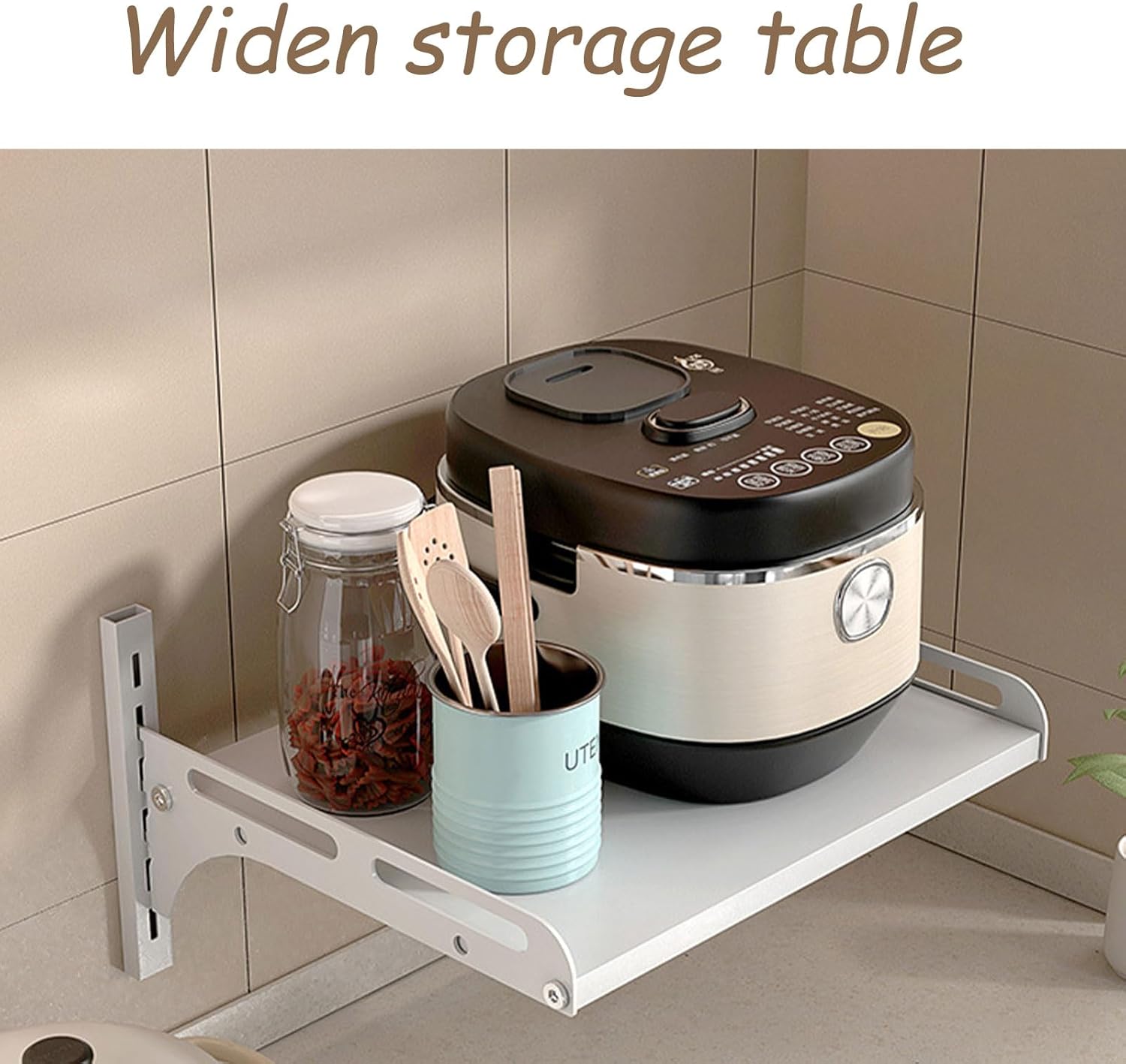 Kitchen utensil holder, Wall-Mounted Microwave Oven Rack,Commercial or Household Microwave Oven Shelf,Kitchen Storage Organizer for Electrical Appliances, Condiments(Black,56 cm/22 in)