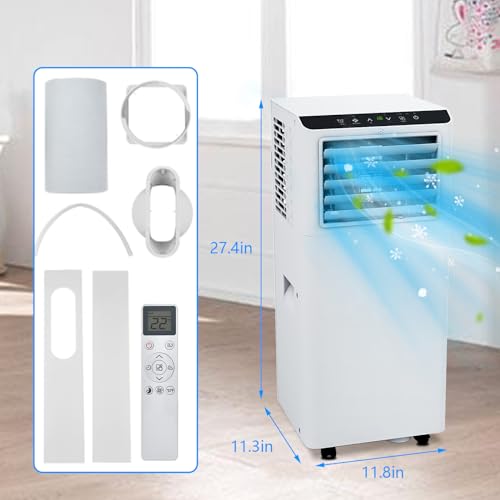 8000 BTU Portable Air Conditioner, 3 in 1 AC Unit Cooling Up to 350 Sq.Ft, Small Air Cooler, Dehumidifier and Fan, Indoor Air Conditioner with Remote, Led Display, Mount Kit, White