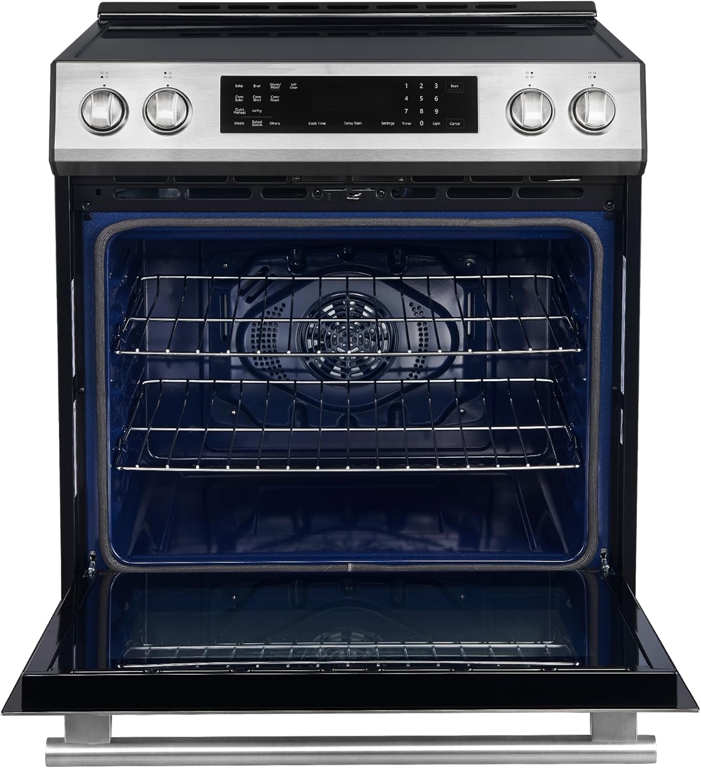 FORNO 30-Inch Espresso Donatello Freestanding Induction Range - 5.0 cu. Ft. 240V 8100W LED Screen with 4 Radiant Elements & 2 Oven Racks - Stainless Steel Kitchen Induction Range with Convection Oven