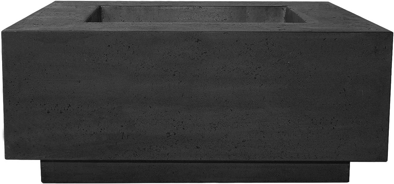 Prism Hardscapes Tavola 42 Concrete Gas Fire Pit (PH-427-2LP), Propane, Ebony, 42x42-Inch