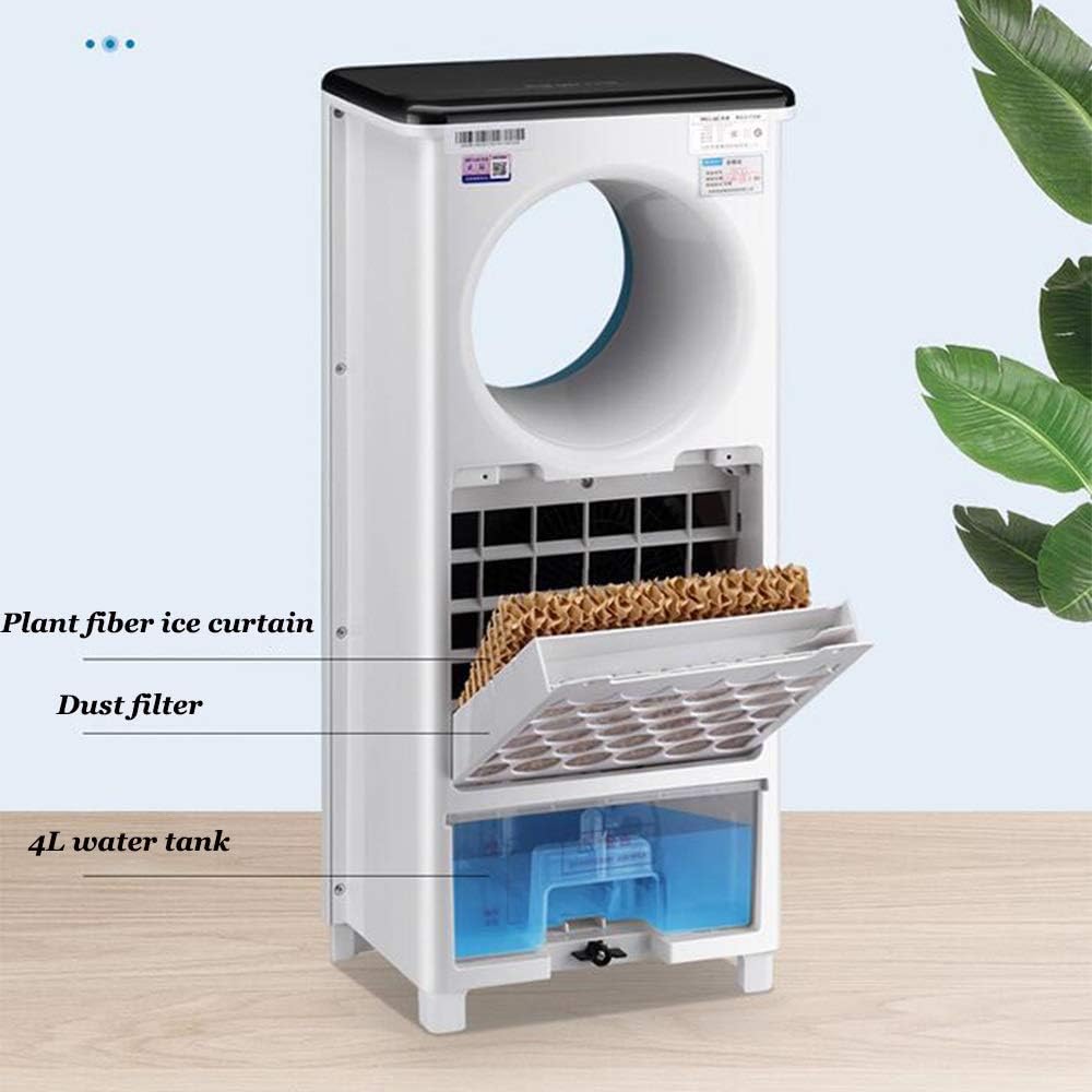 Cooling Fan Evaporative Cooler, Portable Bladeless Air Cooler, Electric Fan Humidifier with Remote Control, LCD Display, 3 Modes Air Conditioner for Indoor Home Office Dorms Oscillation Function