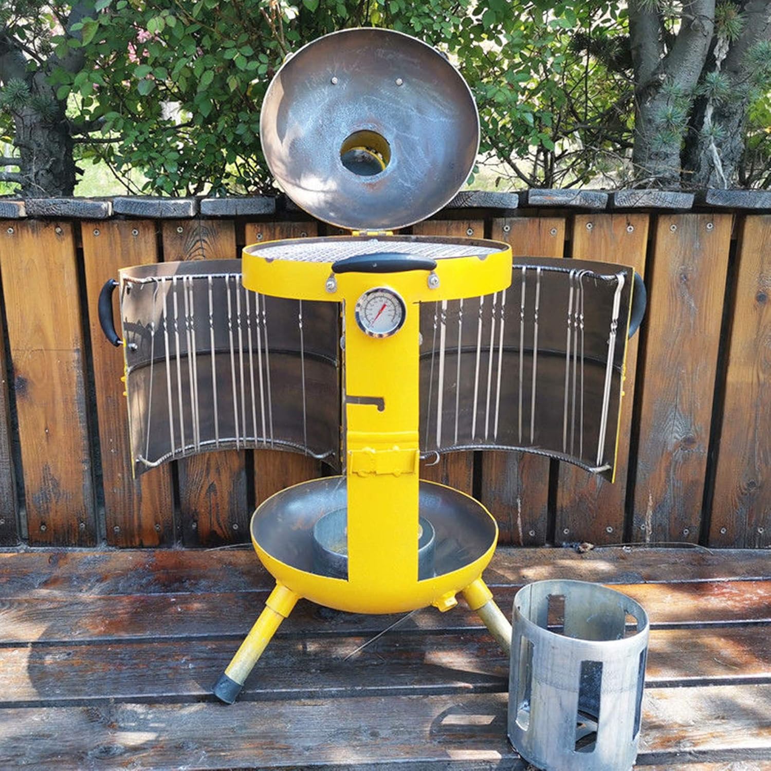 Safety Certification Portable Charcoal Barbecues BBQ Grill w/Cooking Grates & Adjustable Vent Barbecue Hanging Stove Family Garden Outdoor Cooking Hiking Picnics Camping Barbecue Party