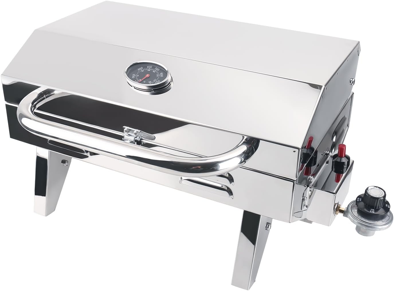 Boat Grill, No Rod Holder Mount Bracket, Marine Tabletop Gas Grill, 304 Stainless Steel Boat Propane Grill with Foldabel Legs for Pontoon Boat, RV, Outdoor and Tailgating