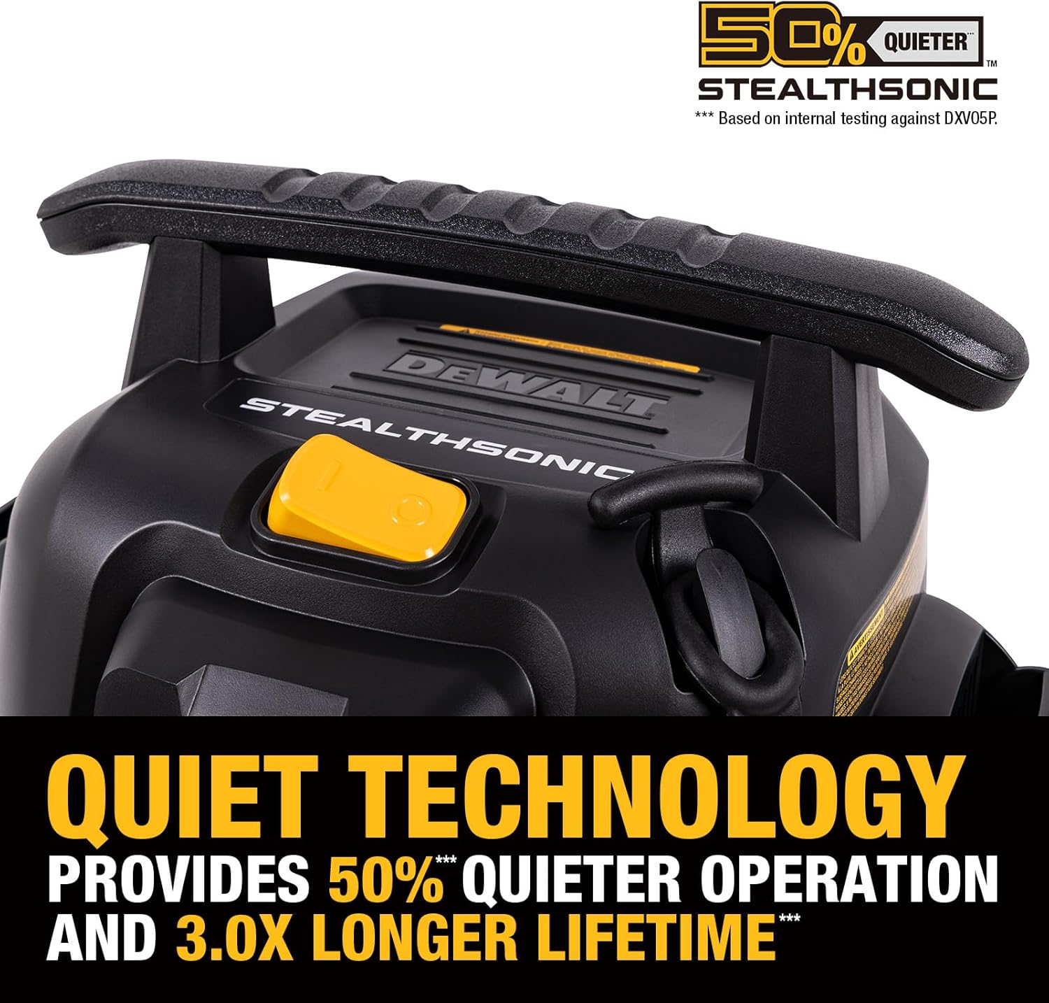 DEWALT 5 Gallon STEALTHSONIC Ultra-Quiet Wet/Dry Shop Vac, 4 Peak HP Powerful Suction, Built for Long-Lasting Performance, Portable Vacuum for Garage, Workshop & Jobsite, DXV05P-QT