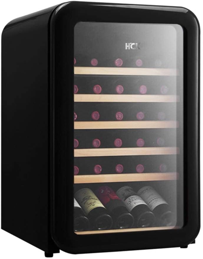 Retro Wine Cooler with 49 Bottles, Household Thermostatic Compressor Ice Bar, Independent Wine Cellar, Transparent Glass Door, Refrigerator Beverage Cooler, Ice Bar