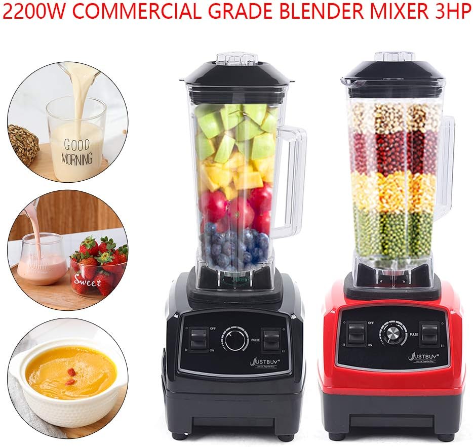 Blender 3HP 2200W Heavy Duty Commercial Grade Blender Mixer Juicer High Power Food Processor Ice Smoothie Bar Fruit Blender(US Stock) (Black)