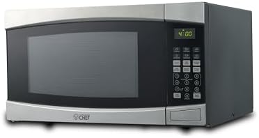 COMMERCIAL CHEF 1.6 Cubic Foot Microwave with 10 Power Levels, Small Microwave with Push Button, 1000 Watt Microwave with Digital Control Panels, Countertop Microwave with Timer, Stainless Steel