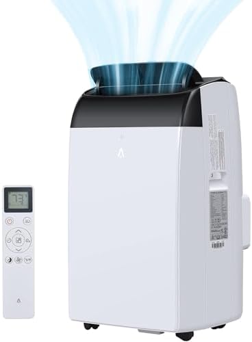 12,000 BTU Fast Cooling Portable Air Conditioner, 4-in-1 Portable Air Conditioner with Cooling, Dehumidifier, Fan, Sleep Mode, Remote Control, 24-Hour Timer, Cools Up to 550 Sq. Ft. for Home, Office