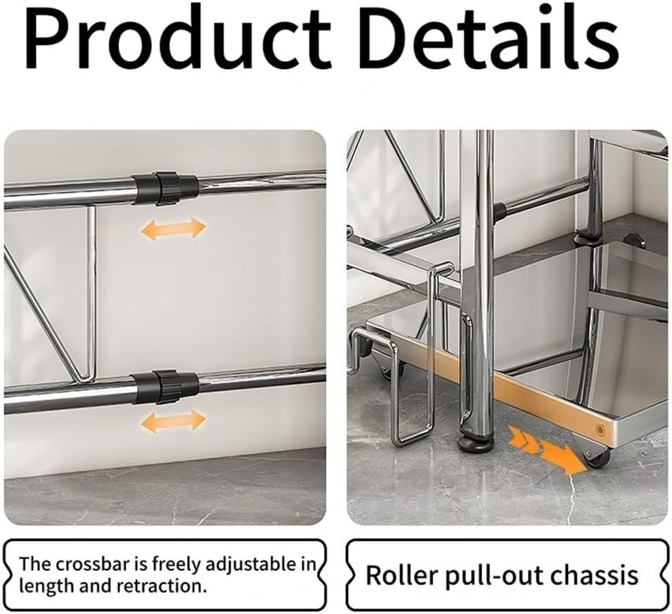 Adjustable Microwave Countertop Stand with Pull-Out Bottom Tray, Metal Microwave Oven Rack for Kitchen Counter Storage(Silver,29.8