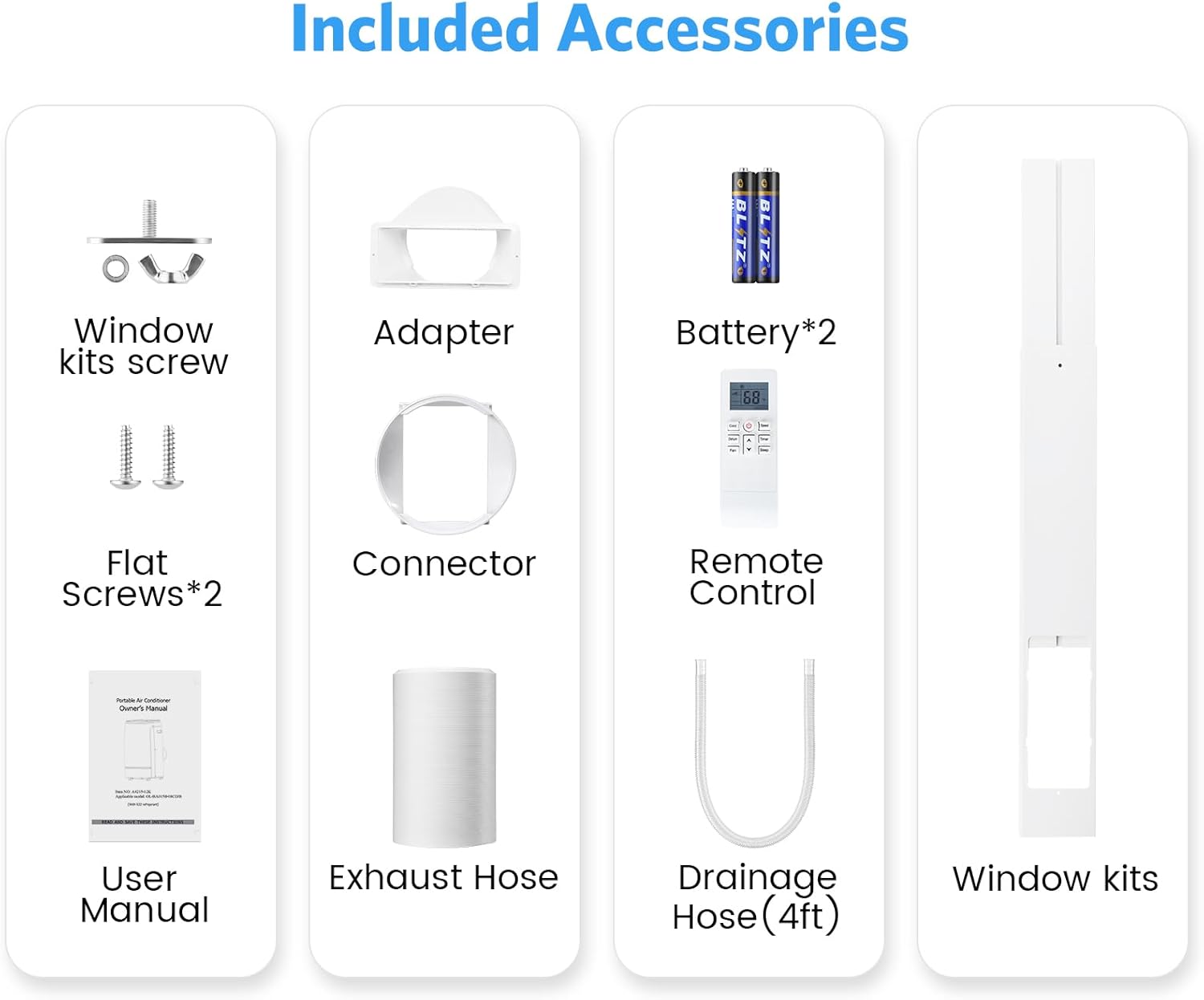 10000 BTU Quiet Portable Ac Unit for Room up 400 Sq.Ft, Portable Air Conditioners with Cooling, Fan, Sleep Mode, Dehumidifier, 24H Timer, Remote Control, Drain Hose