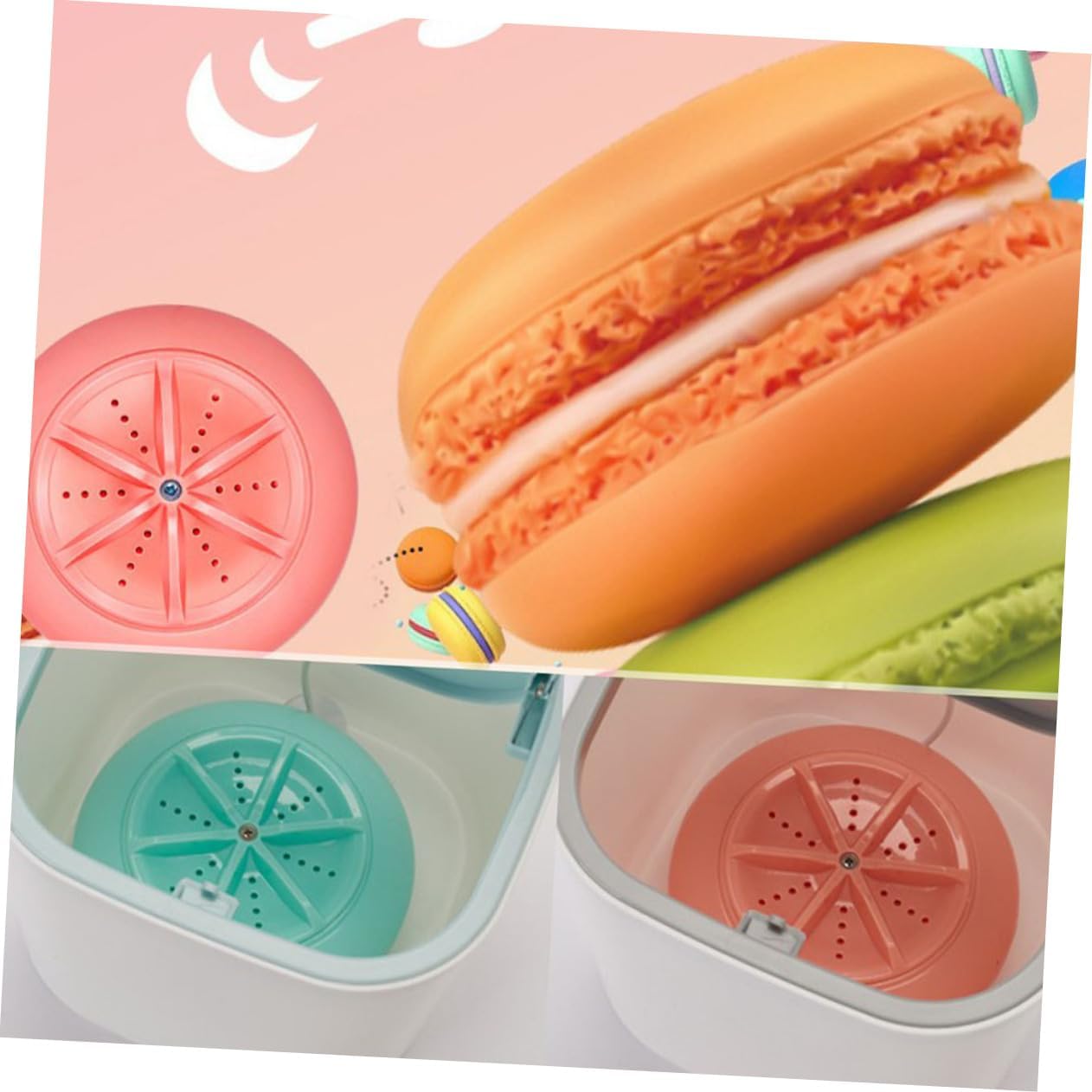 Portable Mini Washing Machine Household Turbine Washer for Travel Compact Non-Electric Clothes Washer with Blue Drum