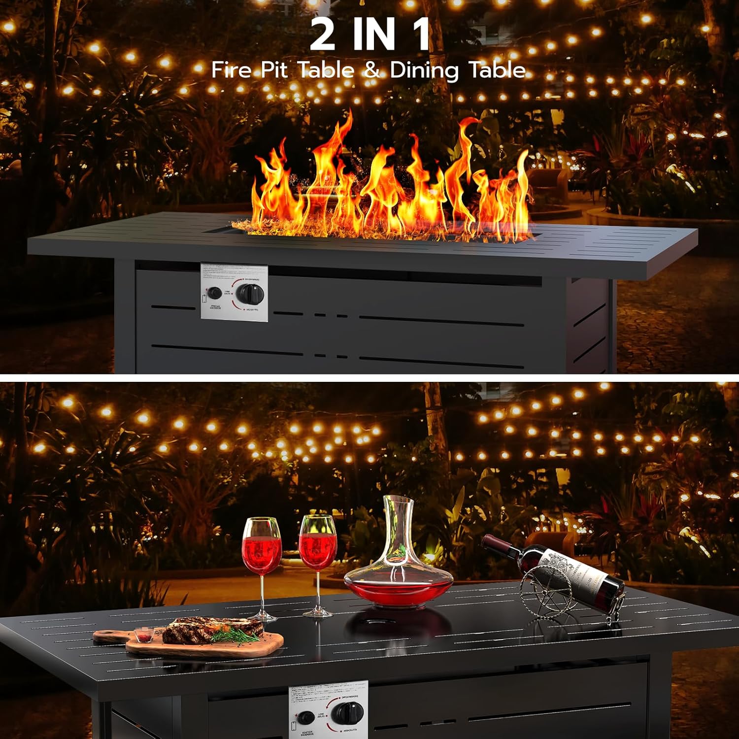 ZAFRO 43 Inch Propane Fire Pit CSA-Listed Outdoor Fire Table, 50,000 BTU Firepit Table with Lid and Lava Rock, Gas Fire Table for Outside Patio Garden Backyard Deck Balcony