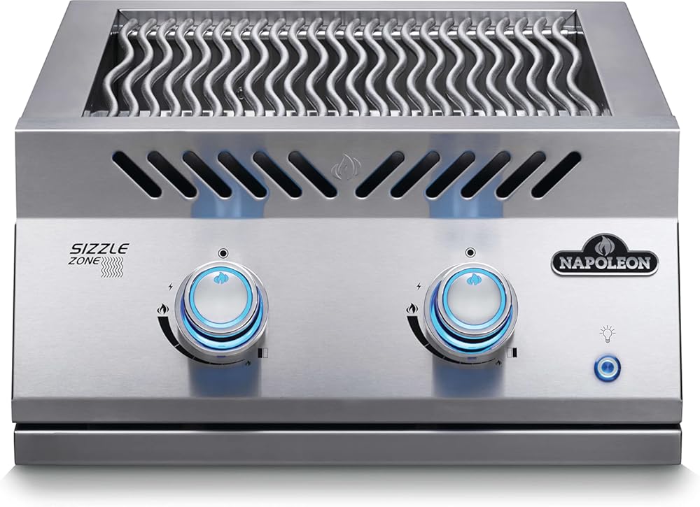 Napoleon Built-In Component - BIB18IRNSS - Dual Infrared Drop-In Burner, BBQ Grill, Stainless Steel, Natural Gas, 18-inch BBQ Grill Burner, Perfect Sear, Infrared SIZZLE ZONE™, Sear Station Burner, Restaurant Quality, 0.3-inch (9.5 mm) Thick Stainles