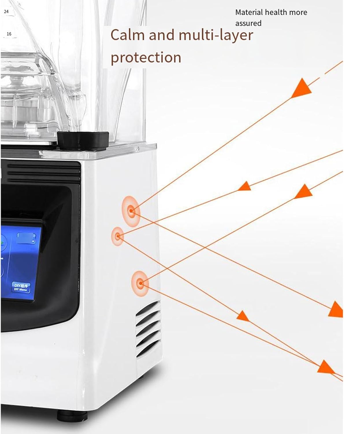 Smoothie Machine Blender 1800W 1.5L Digital Display with Soundproof Cover Independent Cup Lid Crushing Smoothie Machine,Black