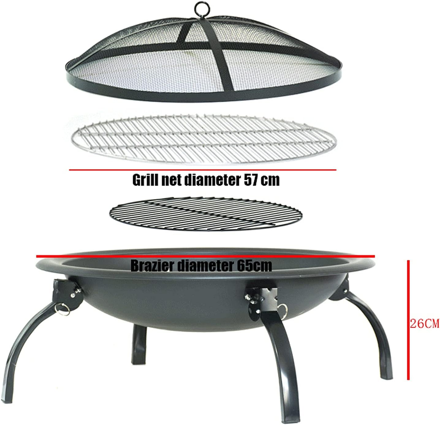 Portable Fire Pits Outdoor Wood Burning BBQ Grill,Small Fire Pits Bowl with Mesh Spark Screen Cover Wood Firepit