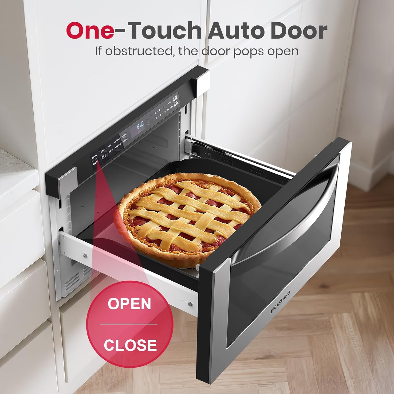 GASLAND 1.2 cu. ft. Microwave Drawer 24 Inch, 1000W Built in Drawer Microwave, Under Counter Microwave, Under the Cabinet Microwave with 11 Custom Cooking Levels, Touch Controls, Stainless Steel