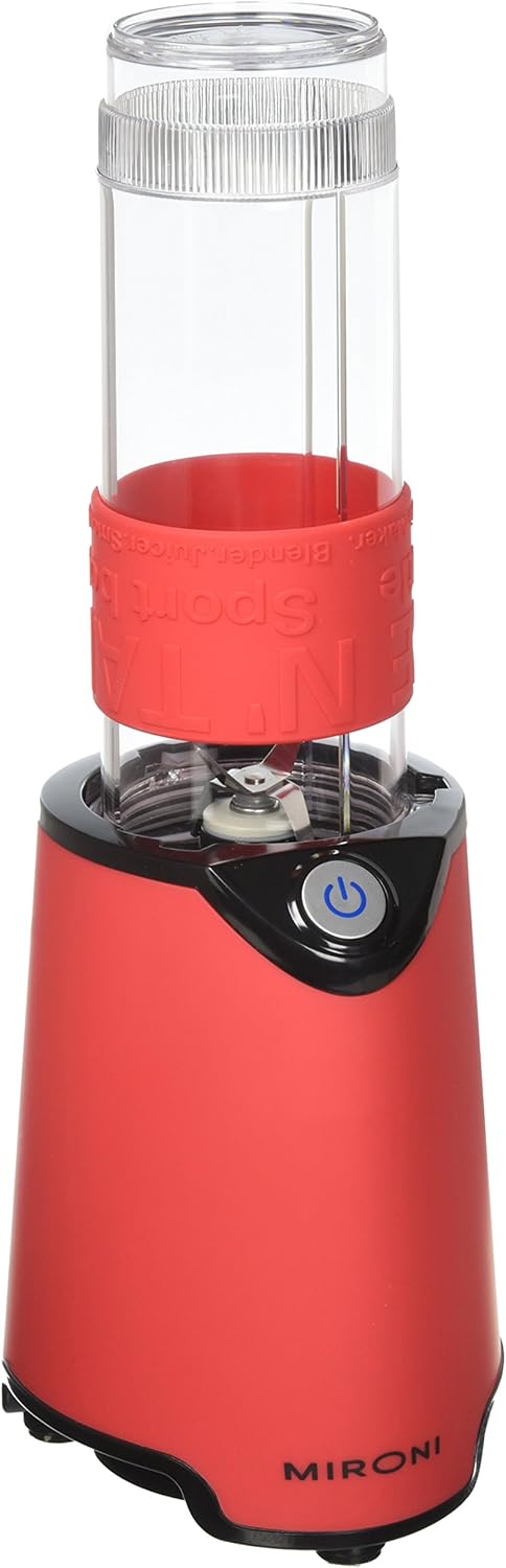 Mironi Personal 500-Watt Mini Blender and Smoothie Maker with Grinder Cup, 2 Blender Bottles and Recipe Booklet, Red