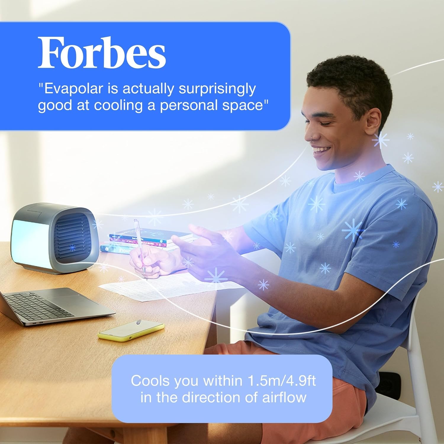 Evapolar evaCHILL Portable Air Conditioners - Portable AC Unit - Small Personal Evaporative Air Cooler & Fan for Desk, Office, Car, Camping, Grey