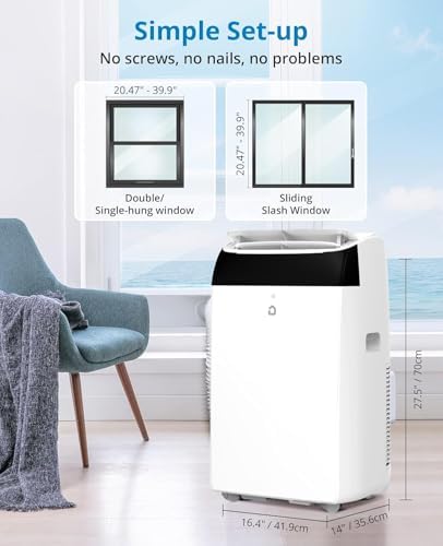 14,000 Btu Air Conditioners Cooling Up to 750 Sq.Ft, 3-In-1 Portable Air Conditioner with Cooling, Dehumidification & Fan Modes Remote Control, Timer, Ultra-Quiet Operation for Home, Office