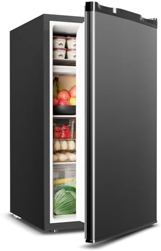 Mini Fridge with Freezer - 3.2 Cu.Ft Single Door Mini Refrigerator with Adjustable Thermostat, Small Fridge for Bedroom, Apartment, Dorm - Black