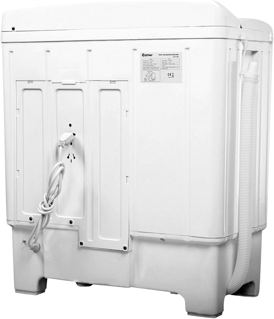 Portable Mini Compact Twin Tub Washing Machine 17.6lbs Washer Spain Spinner Portable Washing Machine, Blue+ White