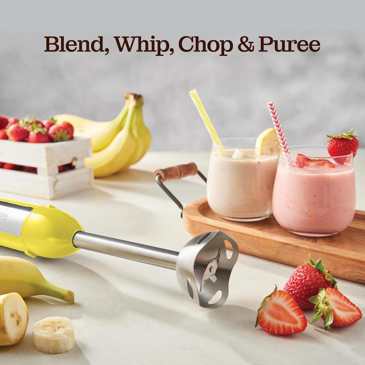 Powerful Immersion Blender, Electric Hand Blender 500 Watt with Turbo Mode, Detachable Base. Handheld Kitchen Gadget Blender Stick for Soup, Smoothie, Puree, Baby Food, 304 Stainless Steel Blades