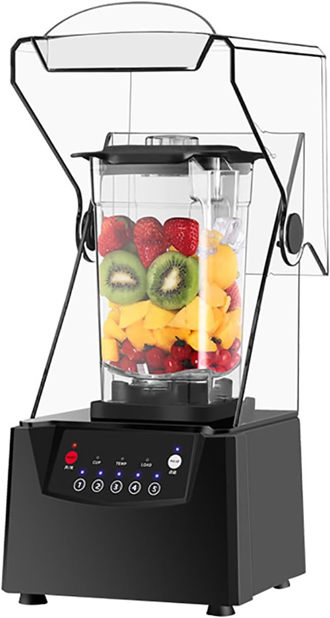 Blenders for Kitchen, 2200W Commercial Slushy Machine with Soundproof Cover, 5 Timer Presets And 17000 RPM Speed Adjustable, 2000ml Large Capacity and Fast Blend, for Bars, Cafes And Restaurants