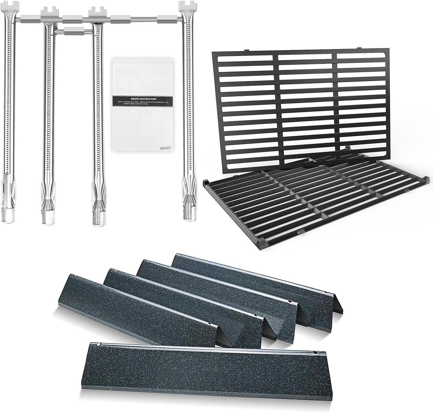 Uniflasy Flavorizer Bars Grill Grates and 69787 Grill Burner Tubes for Weber Spirit 330 Series, 304 Stainless Steel 18 Inch Grill Burner for Weber Spirit Grill Parts