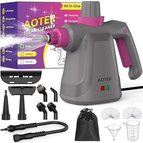 Handheld Steam Cleaner with 12pcs Accessories, Portable Pressurized Multi-Surface Steam Cleaner for Home, Multi-purpose Steamer for Cleaning Tile, Grout, Windows, Bathroom, (Grey)