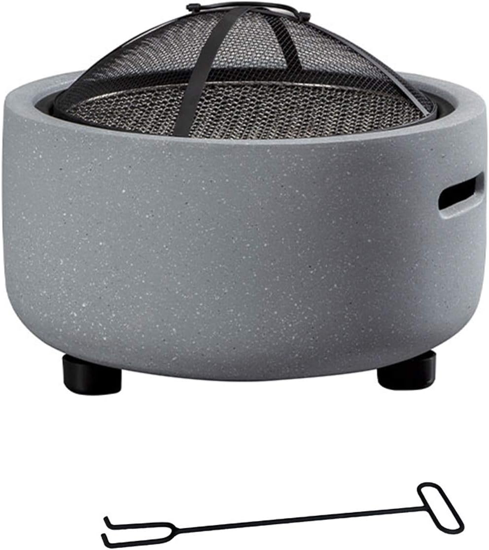 LDIW Fire Pit with BBQ Grill Shelf Garden Patio Heater/BBQ/Ice Pit with Waterproof Cover Geo Fire Pit Bowl with Spark Guard