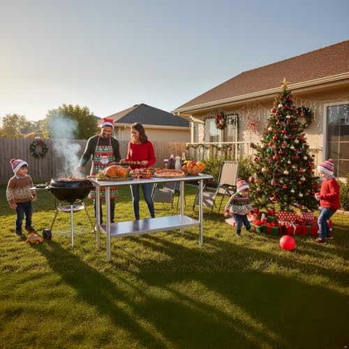 ROCKPOINT Stainless Steel Table for Prep & Work 24x48 Inches, NSF Metal Commercial Kitchen Heavy Duty Table with Adjustable Under Shelf and Table Foot for Restaurant, Home and Hotel