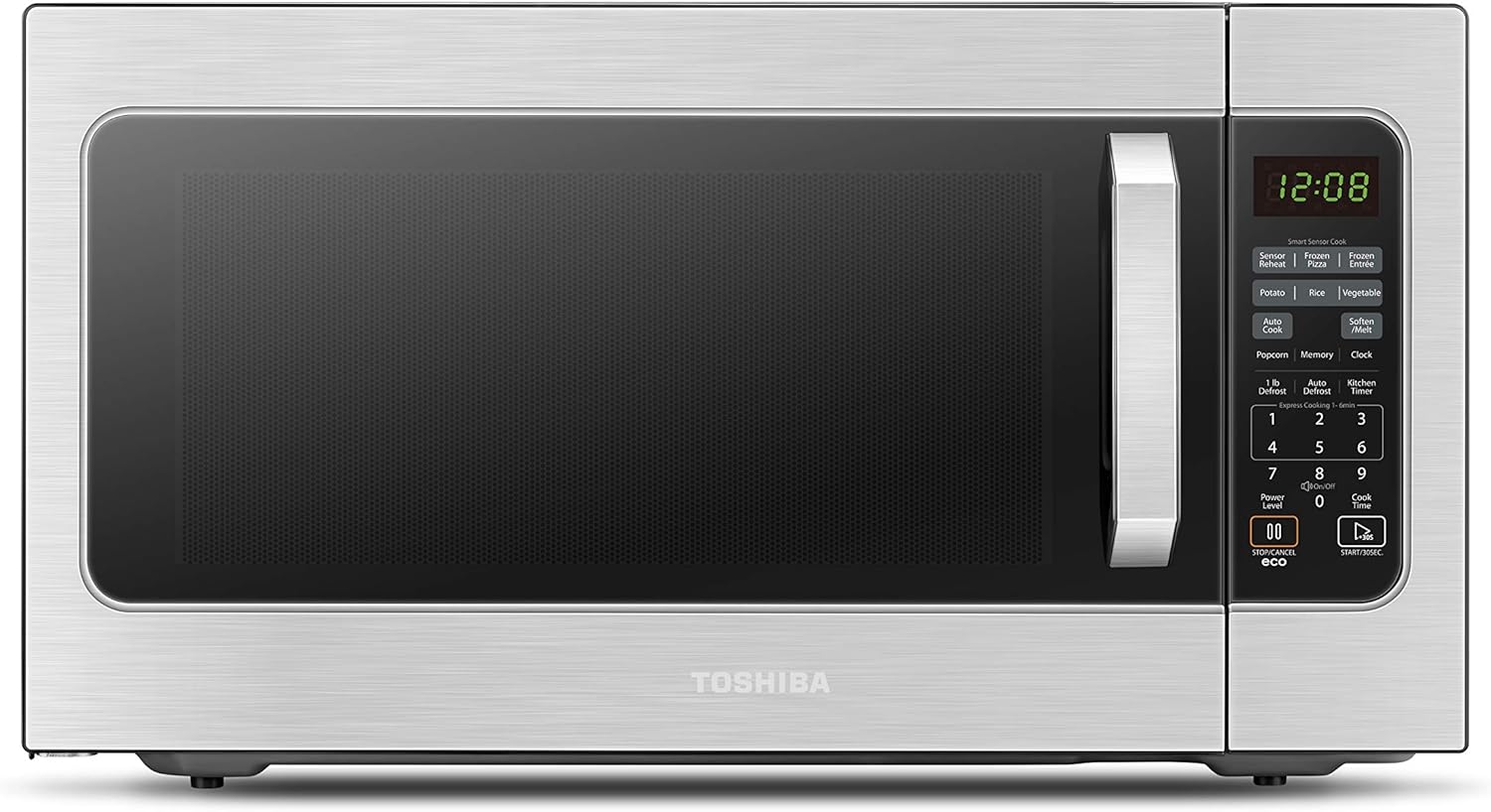 Toshiba ML-EM62P(SS) Large Countertop Microwave with Smart Sensor, 6 Menus, Auto Defrost, ECO Mode, Mute Option & 16.5