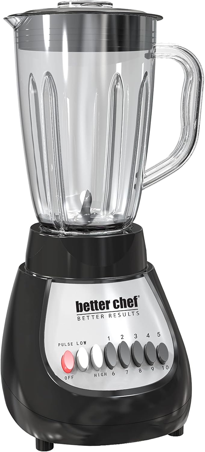 Better Chef Classic 10-speed Blender | 5-cup | Glass Jar (Black)